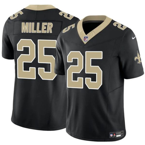 Men's New Orleans Saints #25 Kendre Miller Black Vapor Limited Stitched Football Jersey - Custom Name
