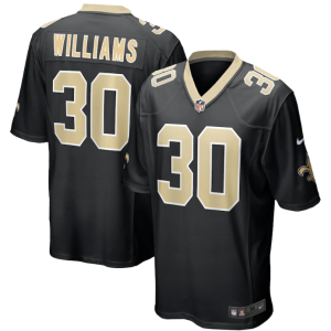 Men's New Orleans Saints #30 Jamaal Williams Black Stitched Game Jersey - Custom Name