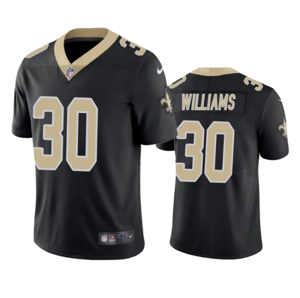 Men's New Orleans Saints #30 Jamaal Williams Black Vapor Untouchable Stitched Football Jersey - Custom Name