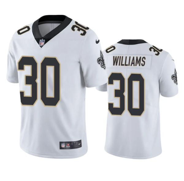 Men's New Orleans Saints #30 Jamaal Williams White Vapor Untouchable Stitched Football Jersey - Custom Name