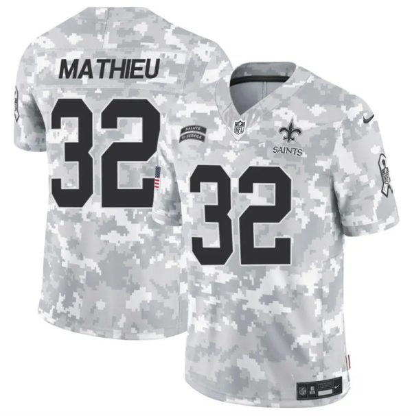 Men's New Orleans Saints #32 Tyrann Mathieu 2024 F.U.S.E Arctic Camo Salute to Service Limited Stitched Football Jersey - Custom Name