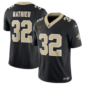 Men's New Orleans Saints #32 Tyrann Mathieu Black 2024 F.U.S.E With 4-Star C Patch Vapor Limited Stitched Football Jersey - Custom Name