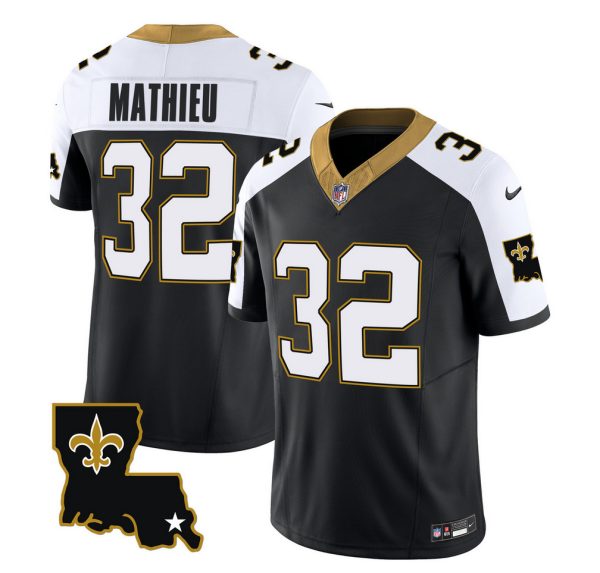 Men's New Orleans Saints #32 Tyrann Mathieu Black White 2023 F.U.S.E. 1987 Legacy Vapor Stitched Jersey - Custom Name