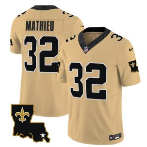 Men's New Orleans Saints #32 Tyrann Mathieu Gold 2023 F.U.S.E. 1987 Legacy Vapor Stitched Jersey - Custom Name