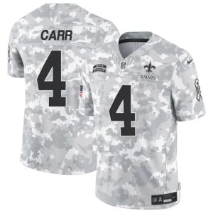 Men's New Orleans Saints #4 Derek Carr 2024 F.U.S.E Arctic Camo Salute to Service Limited Stitched Football Jersey - Custom Name