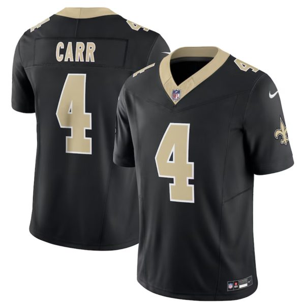 Men's New Orleans Saints #4 Derek Carr Black 2023 F.U.S.E. Vapor Untouchable Limited Stitched Jersey - Custom Name