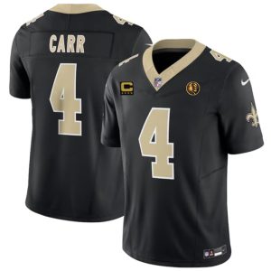 Men's New Orleans Saints #4 Derek Carr Black 2023 F.U.S.E. With 4-star C Patch And John Madden Patch Vapor Limited Stitched Football Jersey - Custom Name