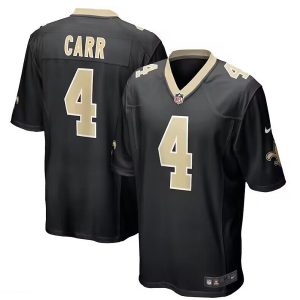 Men's New Orleans Saints #4 Derek Carr Black Stitched Game Jersey - Custom Name