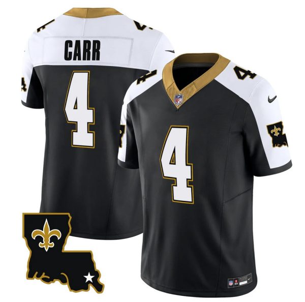 Men's New Orleans Saints #4 Derek Carr Black White 2023 F.U.S.E. 1987 Legacy Vapor Stitched Jersey - Custom Name
