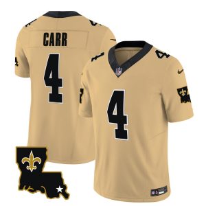 Men's New Orleans Saints #4 Derek Carr Gold 2023 F.U.S.E. 1987 Legacy Vapor Stitched Jersey - Custom Name