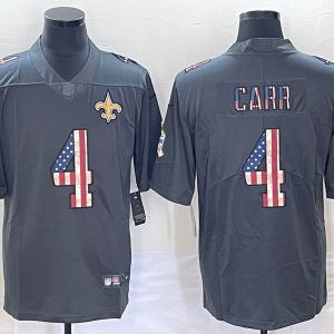 Men's New Orleans Saints #4 Derek Carr Gray Salute To Service USA Flag Fashion Limited Stitched Jersey - Custom Name