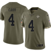 Men's New Orleans Saints #4 Derek Carr Olive Salute To Service Limited Stitched Jersey - Custom Name