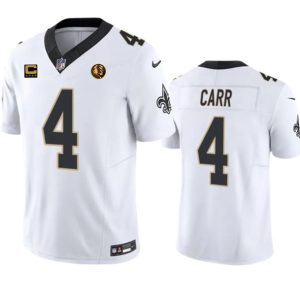 Men's New Orleans Saints #4 Derek Carr White 2023 F.U.S.E. With 4-star C Patch And John Madden Patch Vapor Limited Stitched Football Jersey - Custom Name