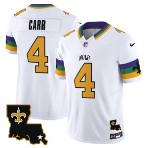 Men's New Orleans Saints #4 Derek Carr White 2024 F.U.S.E. Vapor Limited Stitched Jersey - Custom Name