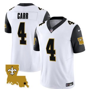 Men's New Orleans Saints #4 Derek Carr White Black 2023 F.U.S.E. 1987 Legacy Vapor Stitched Jersey1 - Custom Name