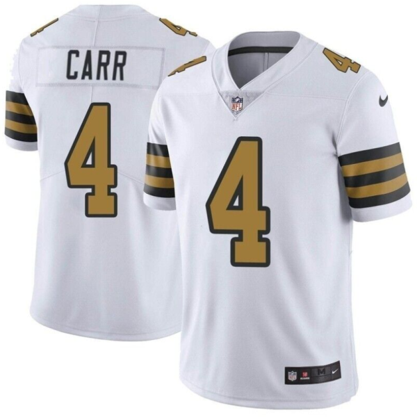 Men's New Orleans Saints #4 Derek Carr White Color Rush Limited Stitched Jersey - Custom Name