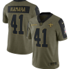 Men's New Orleans Saints #41 Alvin Kamara 2021 Olive Salute To Service Limited Stitched Jersey - Custom Name