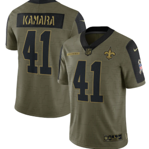 Men's New Orleans Saints #41 Alvin Kamara 2021 Olive Salute To Service Limited Stitched Jersey - Custom Name