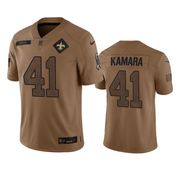 Men's New Orleans Saints #41 Alvin Kamara 2023 Brown Salute To Service Limited Limited Stitched Jersey - Custom Name