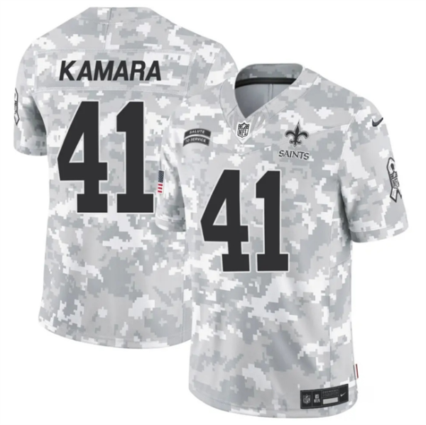Men's New Orleans Saints #41 Alvin Kamara 2024 F.U.S.E Arctic Camo Salute to Service Limited Stitched Football Jersey - Custom Name