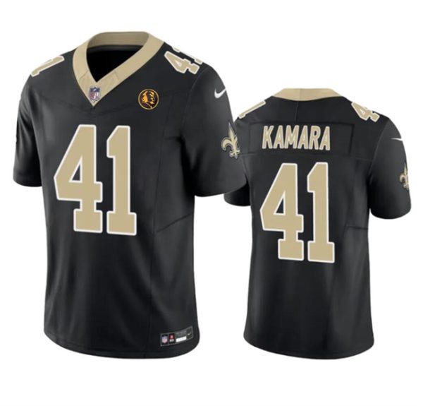 Men's New Orleans Saints #41 Alvin Kamara Black 2023 F.U.S.E. With John Madden Patch Vapor Limited Stitched Football Jersey - Custom Name
