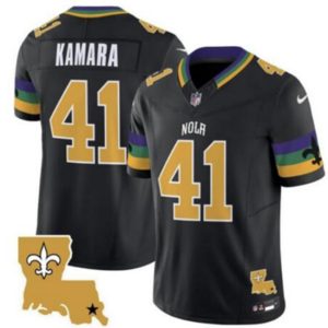 Men's New Orleans Saints #41 Alvin Kamara Black 2024 F.U.S.E. Vapor Limited Stitched Jersey - Custom Name