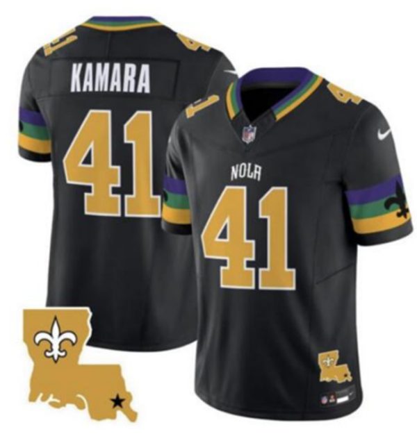 Men's New Orleans Saints #41 Alvin Kamara Black 2024 F.U.S.E. Vapor Limited Stitched Jersey - Custom Name