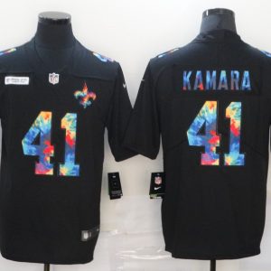 Men's New Orleans Saints #41 Alvin Kamara Black NFL 2020 Crucial Catch Limited Stitched Jersey - Custom Name
