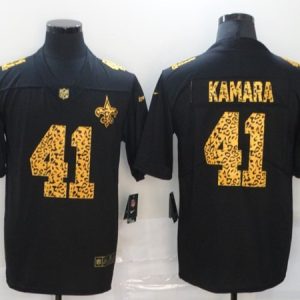 Men's New Orleans Saints #41 Alvin Kamara Black NFL 2020 Leopard Print Fashion Limited Stitched Jersey - Custom Name