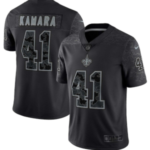 Men's New Orleans Saints #41 Alvin Kamara Black Reflective Limited Stitched Football Jersey - Custom Name