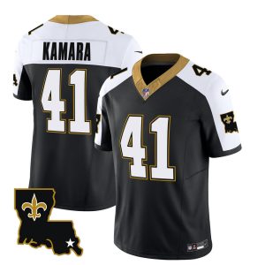 Men's New Orleans Saints #41 Alvin Kamara Black White 2023 F.U.S.E. 1987 Legacy Vapor Stitched Jersey - Custom Name