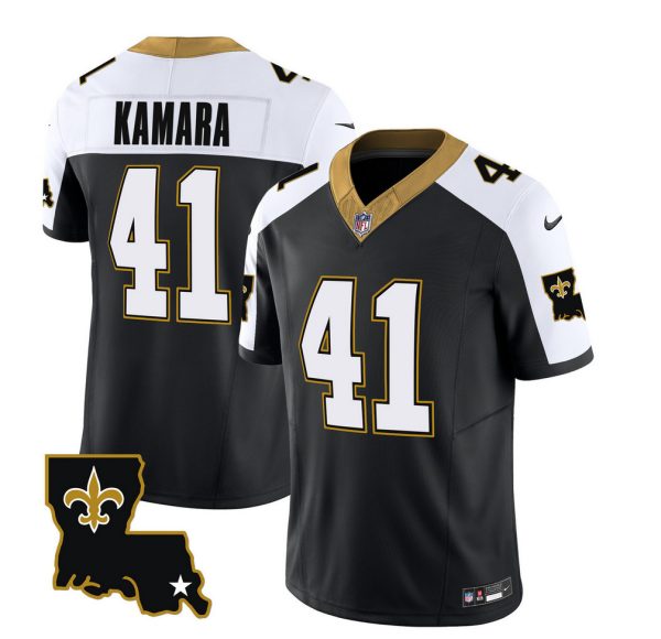 Men's New Orleans Saints #41 Alvin Kamara Black White 2023 F.U.S.E. 1987 Legacy Vapor Stitched Jersey - Custom Name