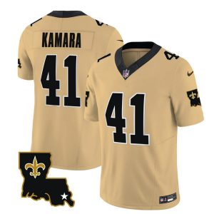 Men's New Orleans Saints #41 Alvin Kamara Gold 2023 F.U.S.E. 1987 Legacy Vapor Stitched Jersey - Custom Name