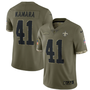 Men's New Orleans Saints #41 Alvin Kamara Olive 2022 Salute To Service Limited Stitched Jersey - Custom Name