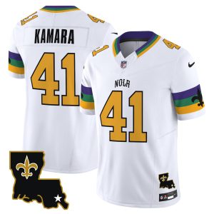 Men's New Orleans Saints #41 Alvin Kamara White 2024 F.U.S.E. Vapor Limited Stitched Jersey - Custom Name