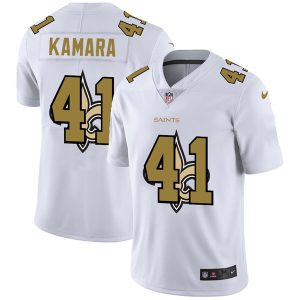 Men's New Orleans Saints #41 Alvin Kamara White NFL Stitched Jersey - Custom Name