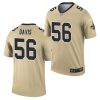 Men's New Orleans Saints #56 Demario Davis 2021 Gold Inverted Legend Stitched Jersey - Custom Name