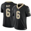 Men's New Orleans Saints #6 Willie Gay Black 2023 F.U.S.E. Vapor Limited Stitched Football Jersey - Custom Name