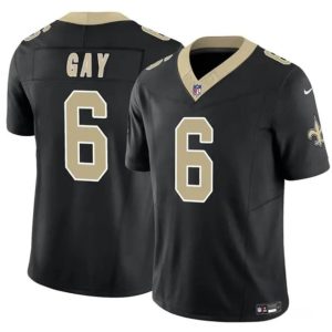 Men's New Orleans Saints #6 Willie Gay Black 2023 F.U.S.E. Vapor Limited Stitched Football Jersey - Custom Name