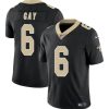 Men's New Orleans Saints #6 Willie Gay Black Vapor Limited Stitched Football Jersey - Custom Name