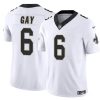 Men's New Orleans Saints #6 Willie Gay White 2023 F.U.S.E. Vapor Limited Stitched Football Jersey - Custom Name