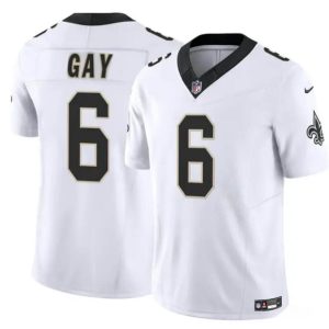 Men's New Orleans Saints #6 Willie Gay White 2023 F.U.S.E. Vapor Limited Stitched Football Jersey - Custom Name