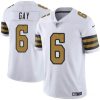 Men's New Orleans Saints #6 Willie Gay White Color Rush Limited Stitched Football Jersey - Custom Name
