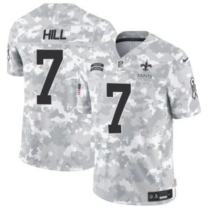 Men's New Orleans Saints #7 Taysom Hill 2024 F.U.S.E Arctic Camo Salute to Service Limited Stitched Football Jersey - Custom Name