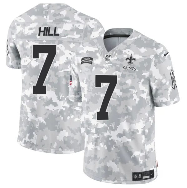 Men's New Orleans Saints #7 Taysom Hill 2024 F.U.S.E Arctic Camo Salute to Service Limited Stitched Football Jersey - Custom Name