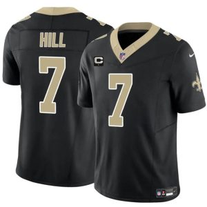 Men's New Orleans Saints #7 Taysom Hill Black 2024 F.U.S.E With 1-Star C Patch Vapor Limited Stitched Football Jersey - Custom Name