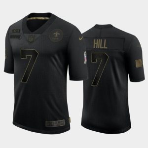 Men's New Orleans Saints #7 Taysom Hill Black NFL 2020 Salute To Service Limited Stitched Jersey - Custom Name