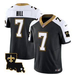 Men's New Orleans Saints #7 Taysom Hill Black White 2023 F.U.S.E. 1987 Legacy Vapor Stitched Jersey - Custom Name