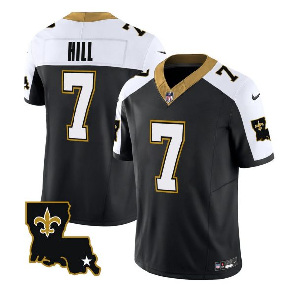 Men's New Orleans Saints #7 Taysom Hill Black White 2023 F.U.S.E. 1987 Legacy Vapor Stitched Jersey - Custom Name