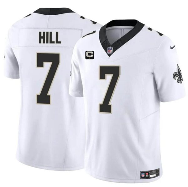 Men's New Orleans Saints #7 Taysom Hill White 2024 F.U.S.E With 1-Star C Patch Vapor Limited Stitched Football Jersey - Custom Name